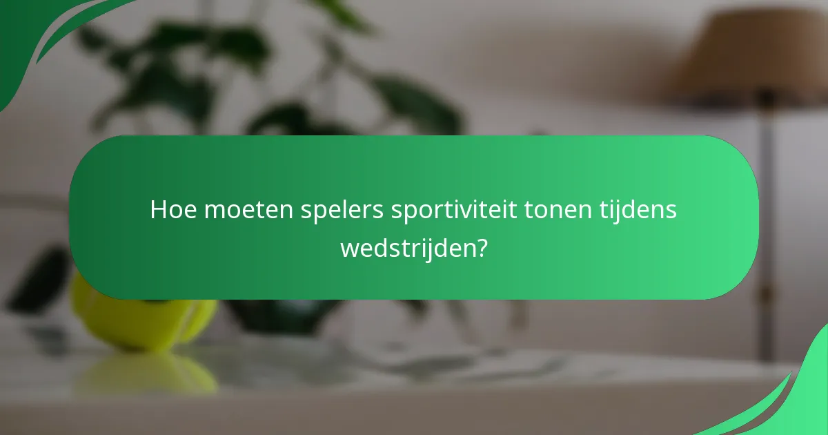 Hoe moeten spelers sportiviteit tonen tijdens wedstrijden?
