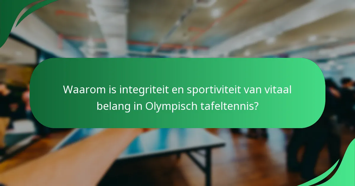 Waarom is integriteit en sportiviteit van vitaal belang in Olympisch tafeltennis?