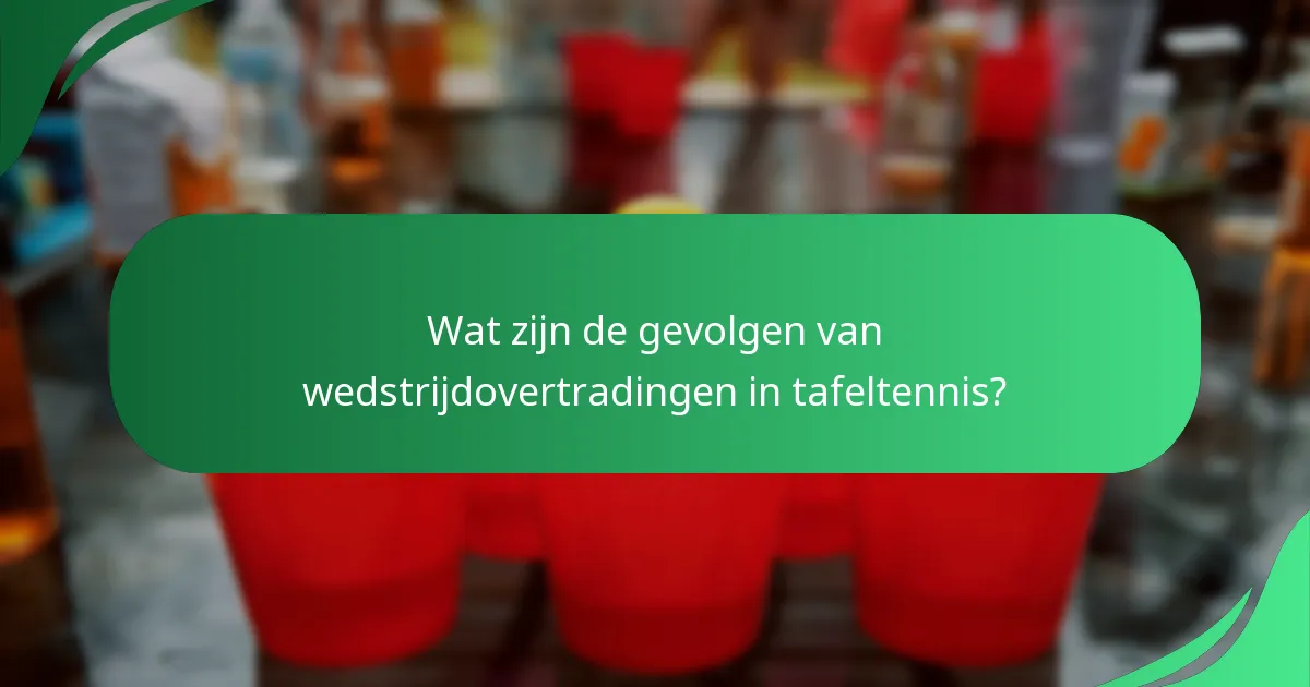 Wat zijn de gevolgen van wedstrijdovertradingen in tafeltennis?