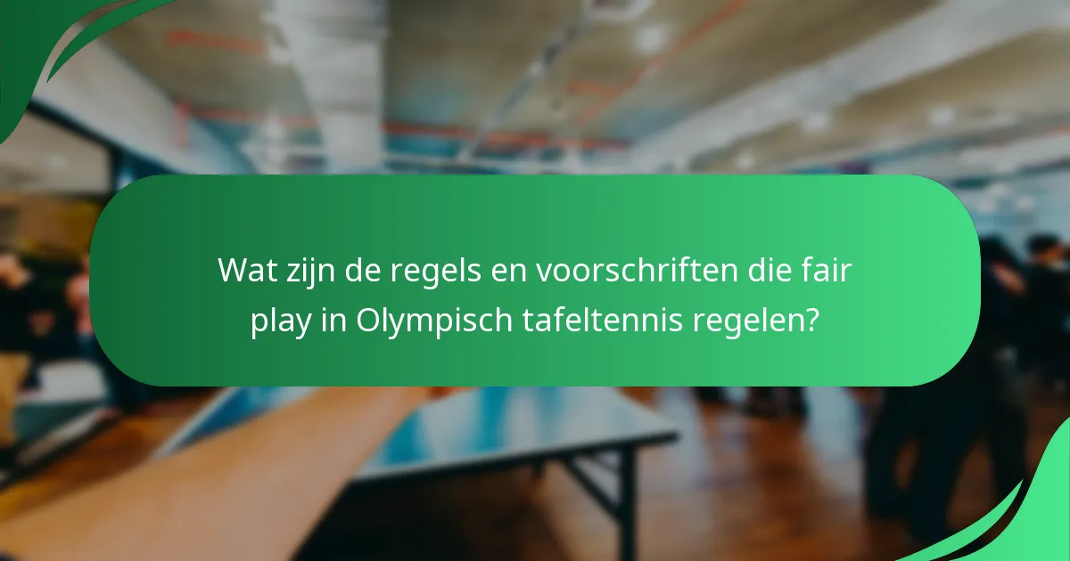 Wat zijn de regels en voorschriften die fair play in Olympisch tafeltennis regelen?